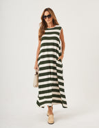 Vestido Clara Listrado Verde Militar