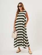 Vestido Clara Listrado Verde Militar