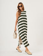 Vestido Clara Listrado Verde Militar