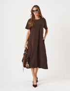 Vestido Olivia Linhas Marrom