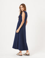Vestido Pespontado Amelia Azul Marinho