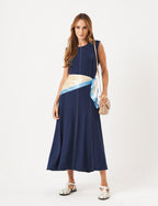 Vestido Pespontado Amelia Azul Marinho