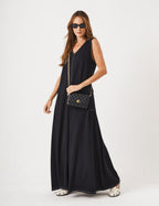 Vestido Pespontado Anastasia Preto