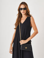 Vestido Pespontado Anastasia Preto