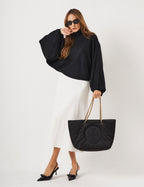 Conjunto Poncho Preto e Saia Alessia Off White