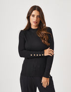 Tricot Preto Com Botões Dourados