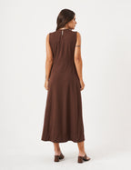 Vestido Pespontado Amelia Marrom