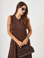 Vestido Pespontado Amelia Marrom