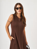Vestido Pespontado Amelia Marrom