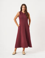 Vestido Pespontado Amelia Malbec