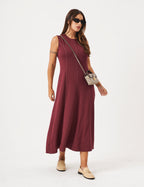 Vestido Pespontado Amelia Malbec