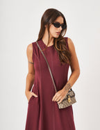 Vestido Pespontado Amelia Malbec