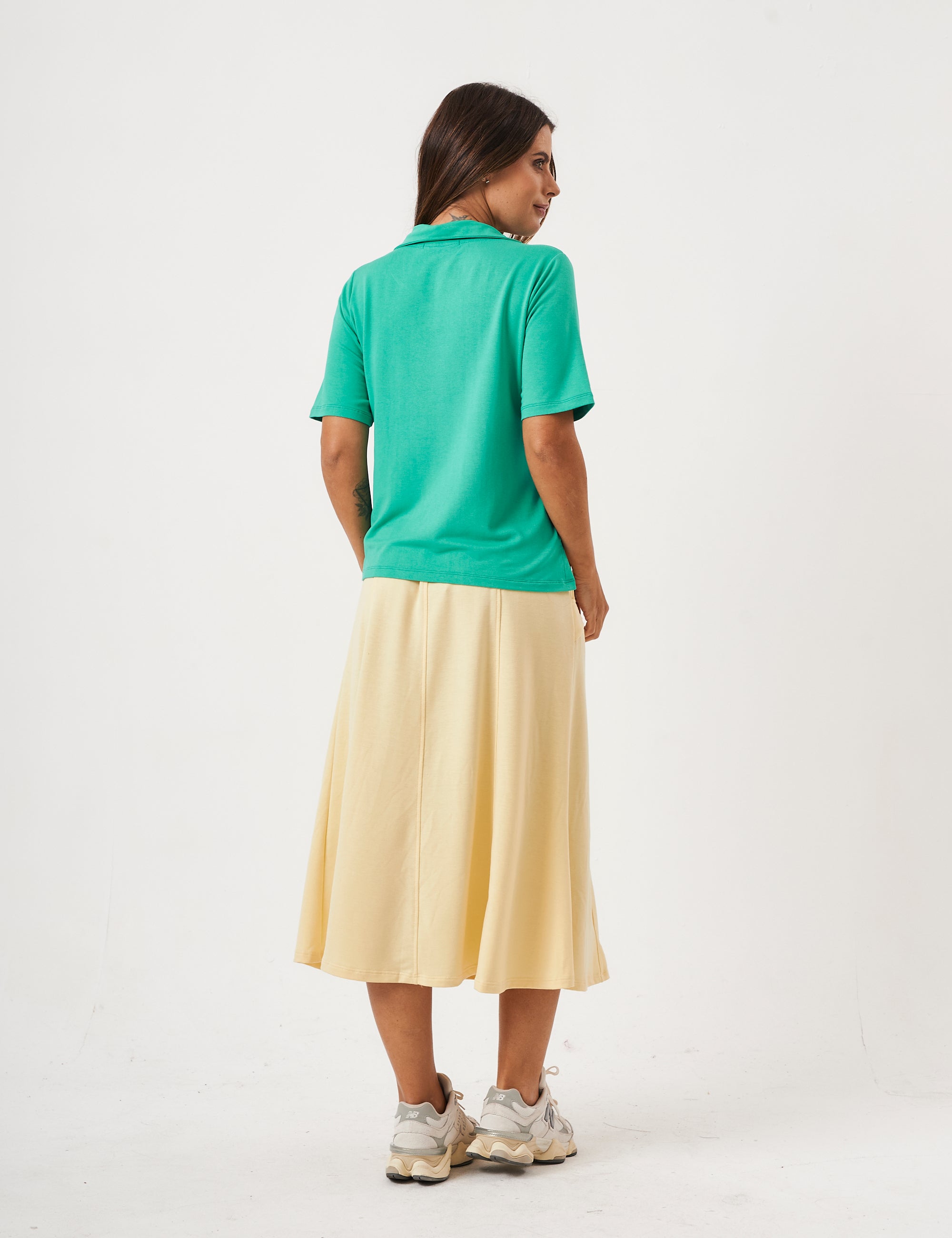 Conjunto Blusa Ravenna Verde e Saia Alessia Amarelo
