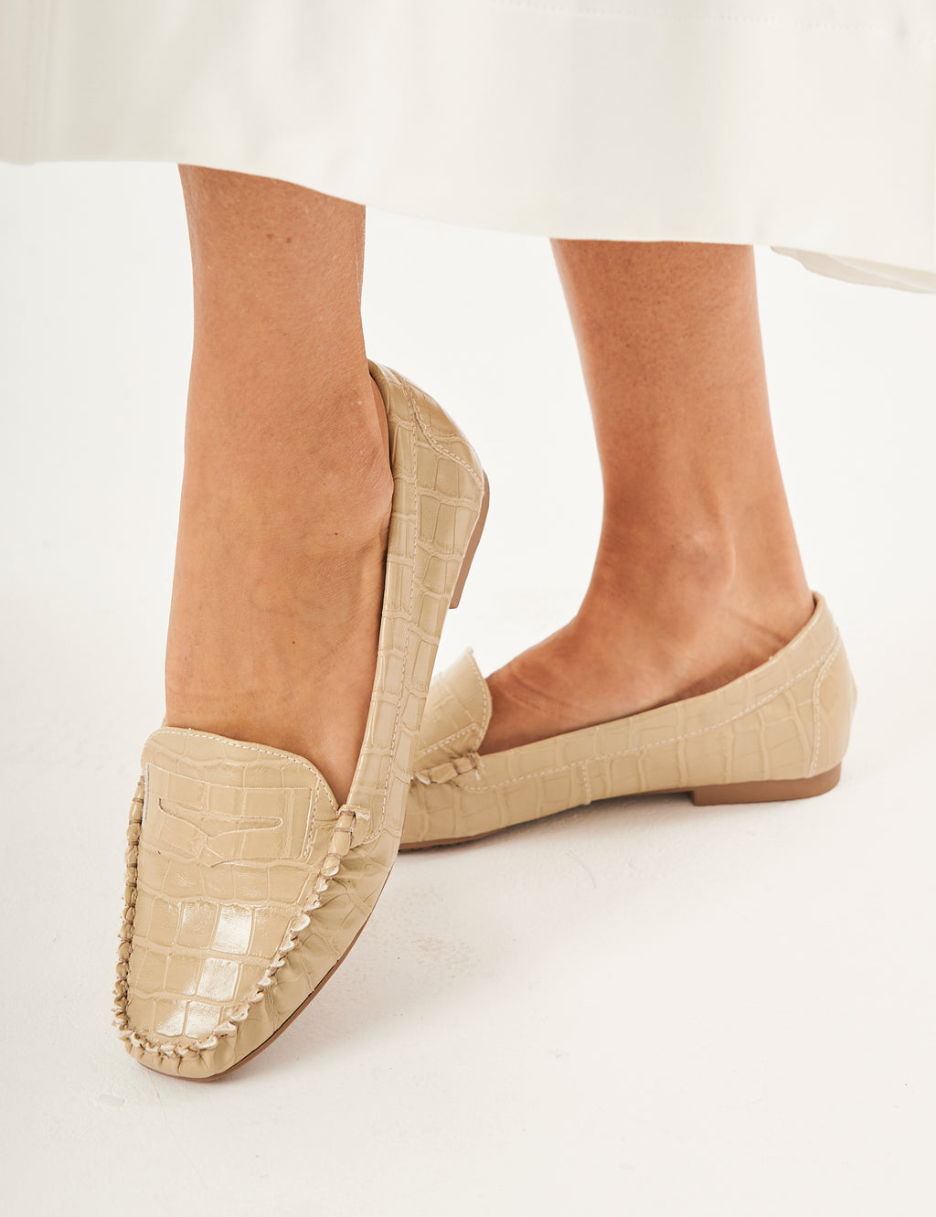 Mocassim Croco Bege