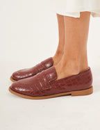 Sapato Loafer Croco Bordô