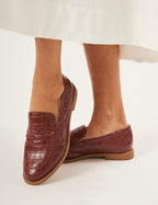 Sapato Loafer Croco Bordô