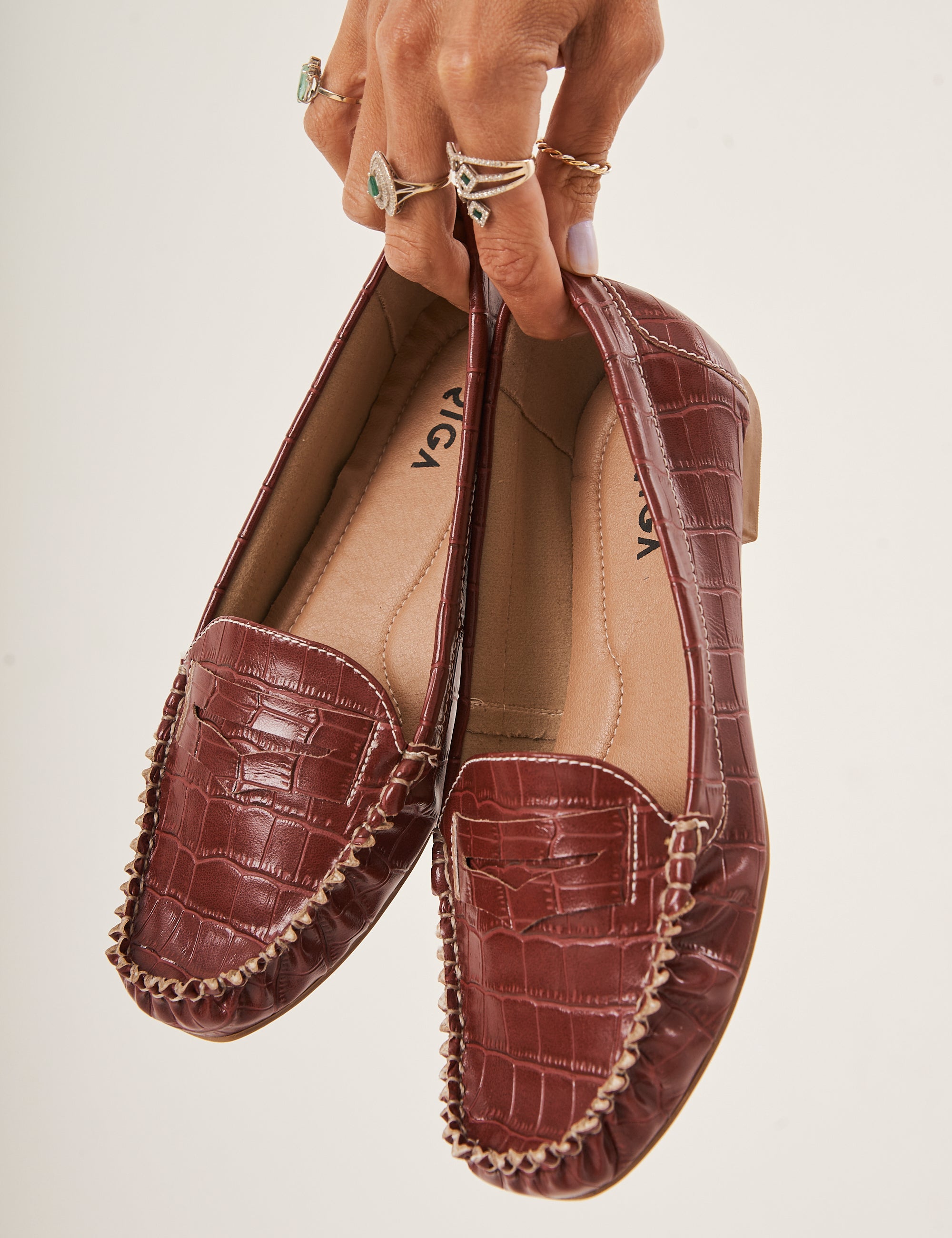 Mocassim Croco Bordô
