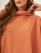 Blusa Portillo Gola Alta Pêssego com Brilho