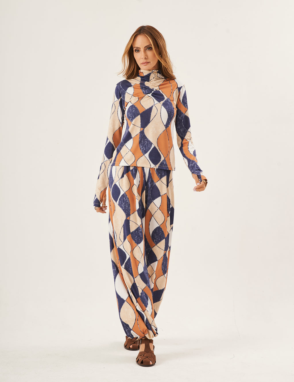 Conjunto Cecilia Estampa Azul Marinho