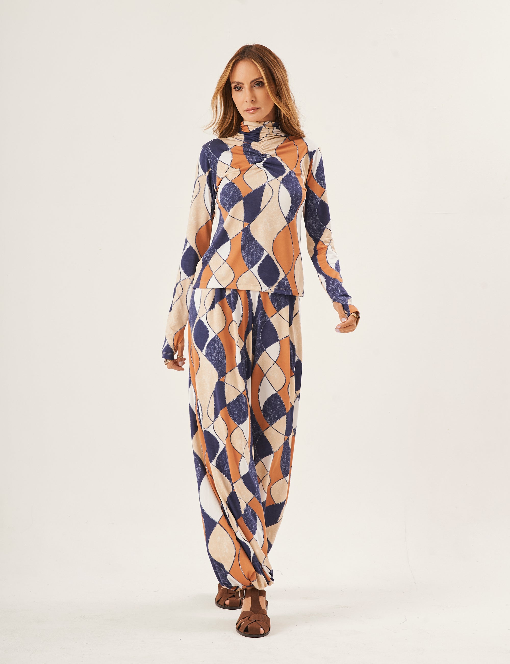 Conjunto Cecilia Estampa Azul Marinho