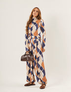 Conjunto Cecilia Estampa Azul Marinho