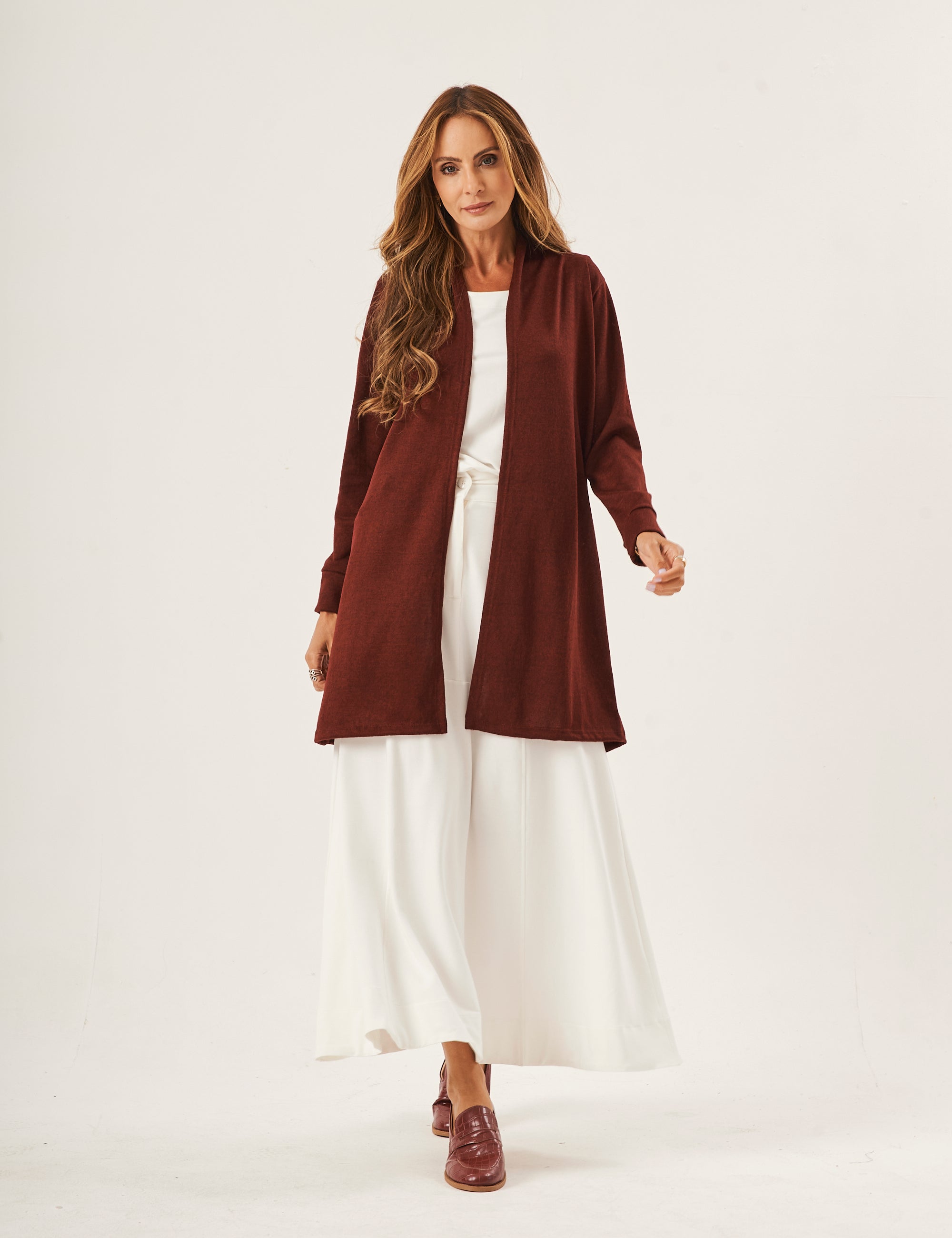 Cardigan Curto Lãzinha Bordô