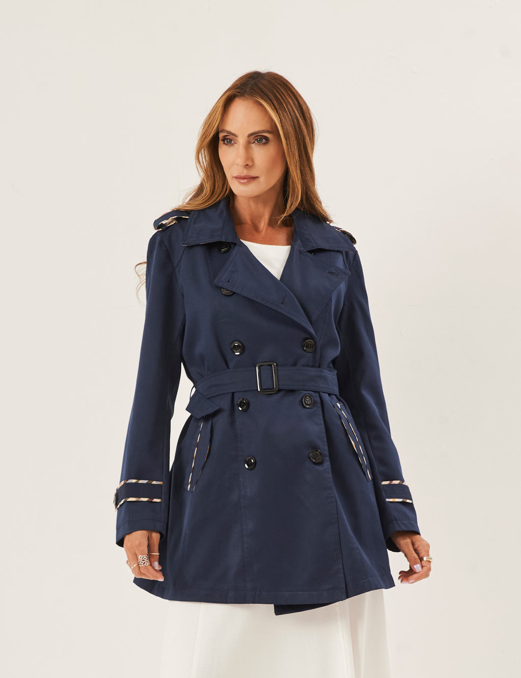 Jaqueta Trench Coat Azul Marinho