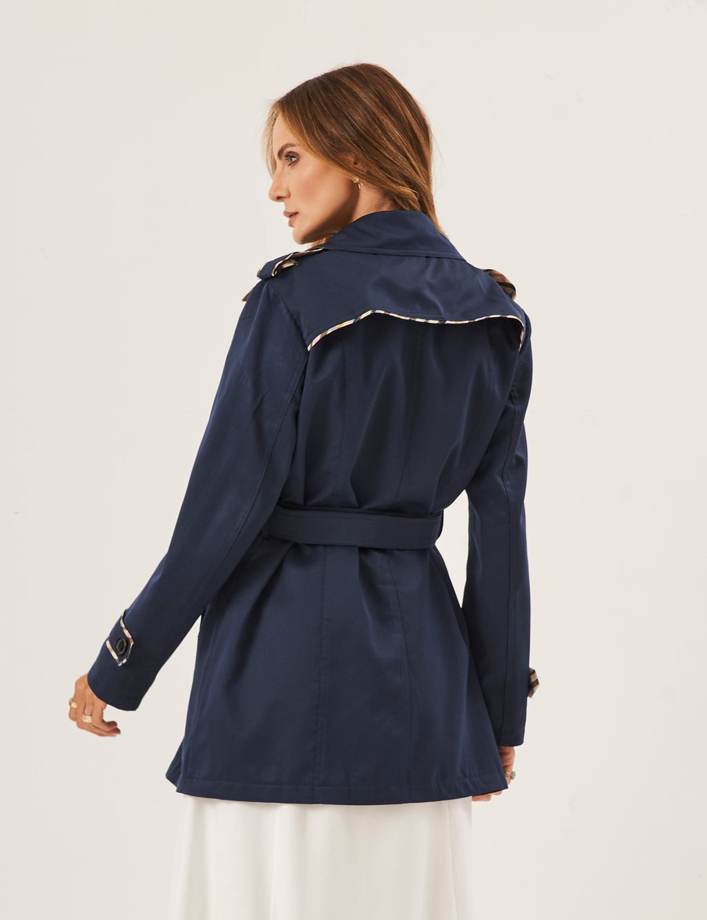 Jaqueta Trench Coat Azul Marinho