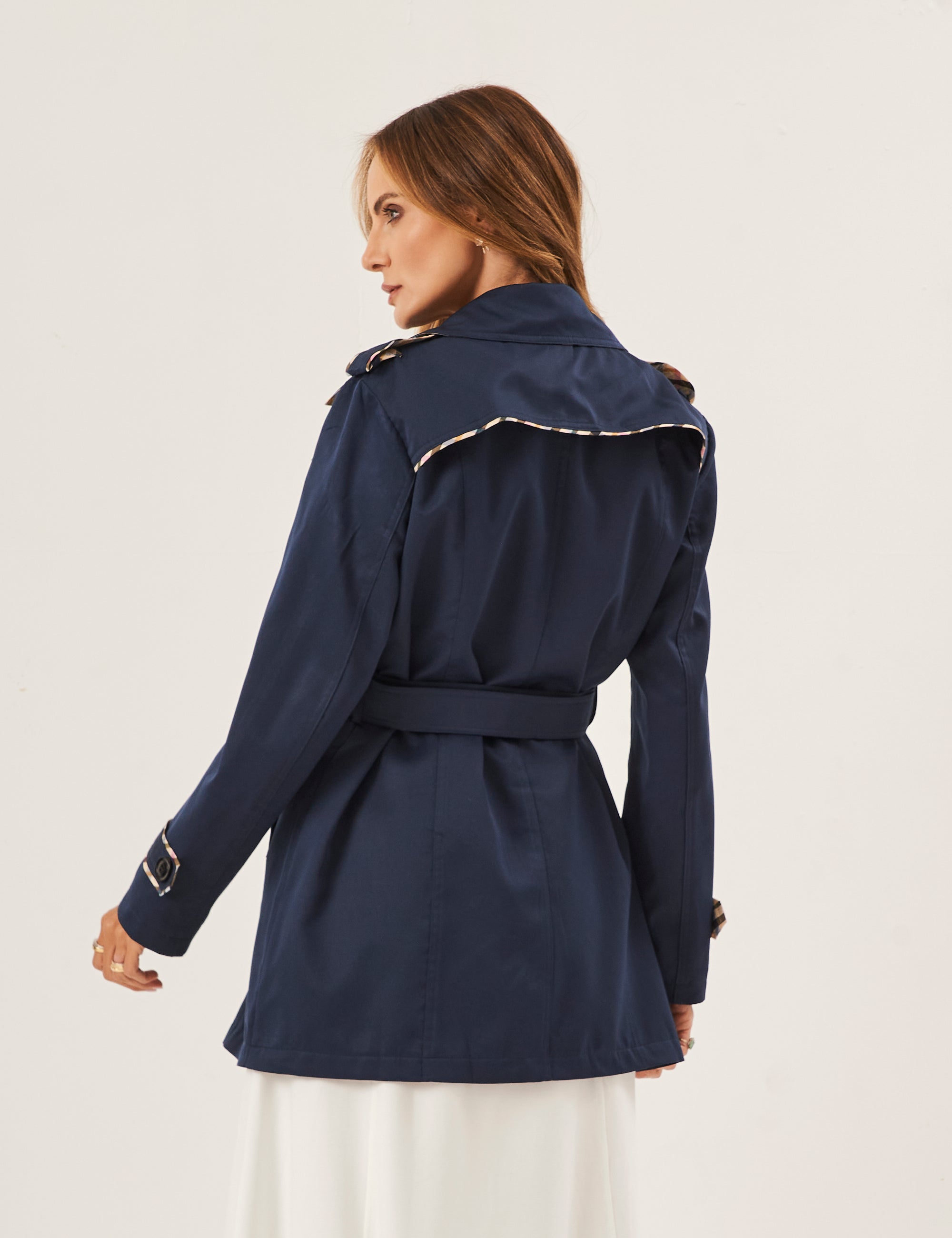 Jaqueta Trench Coat Azul Marinho
