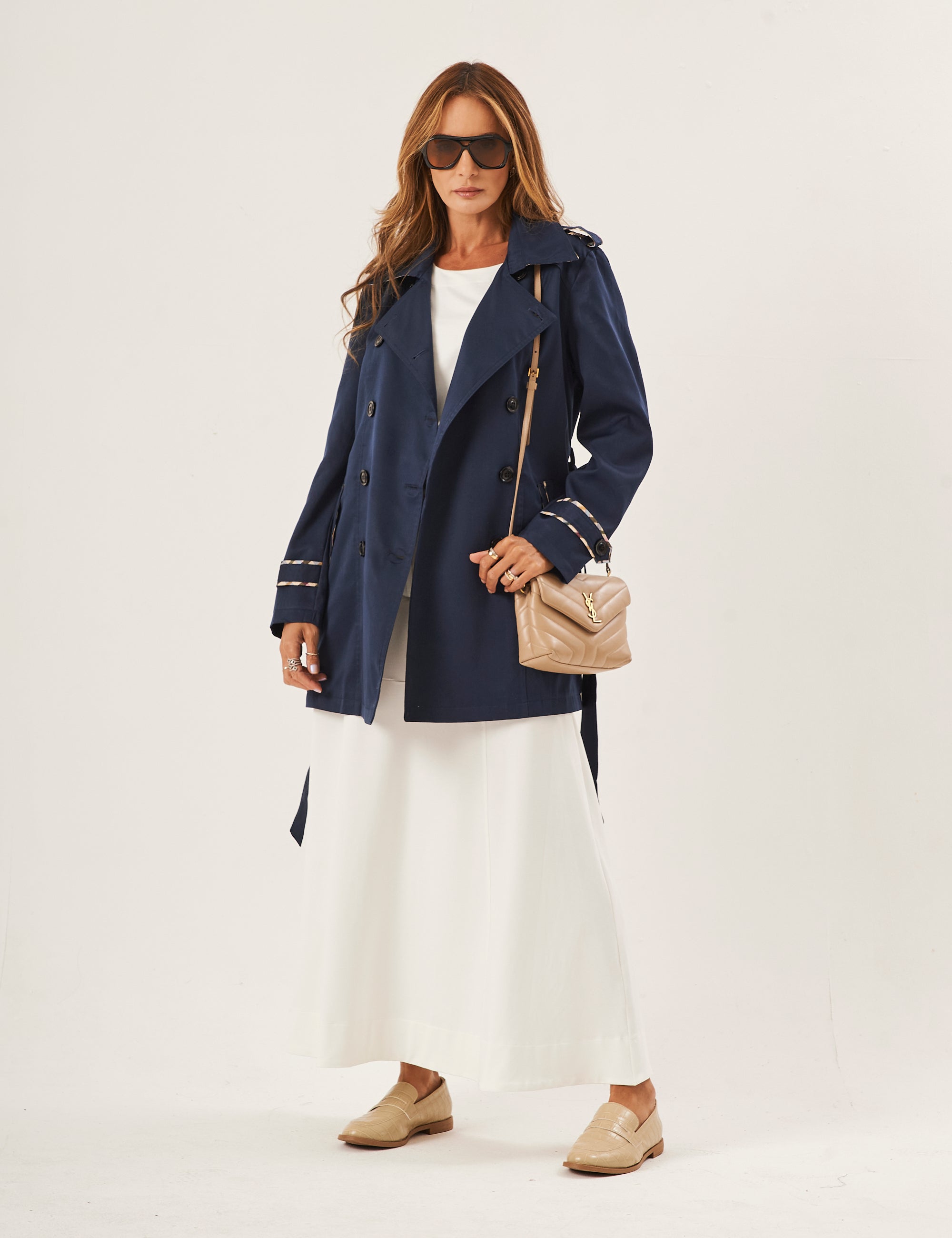 Jaqueta Trench Coat Azul Marinho
