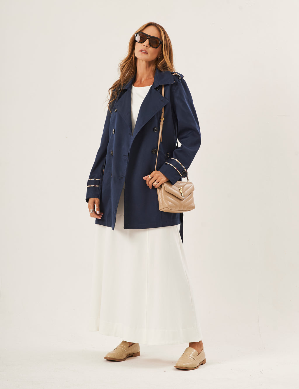 Jaqueta Trench Coat Azul Marinho