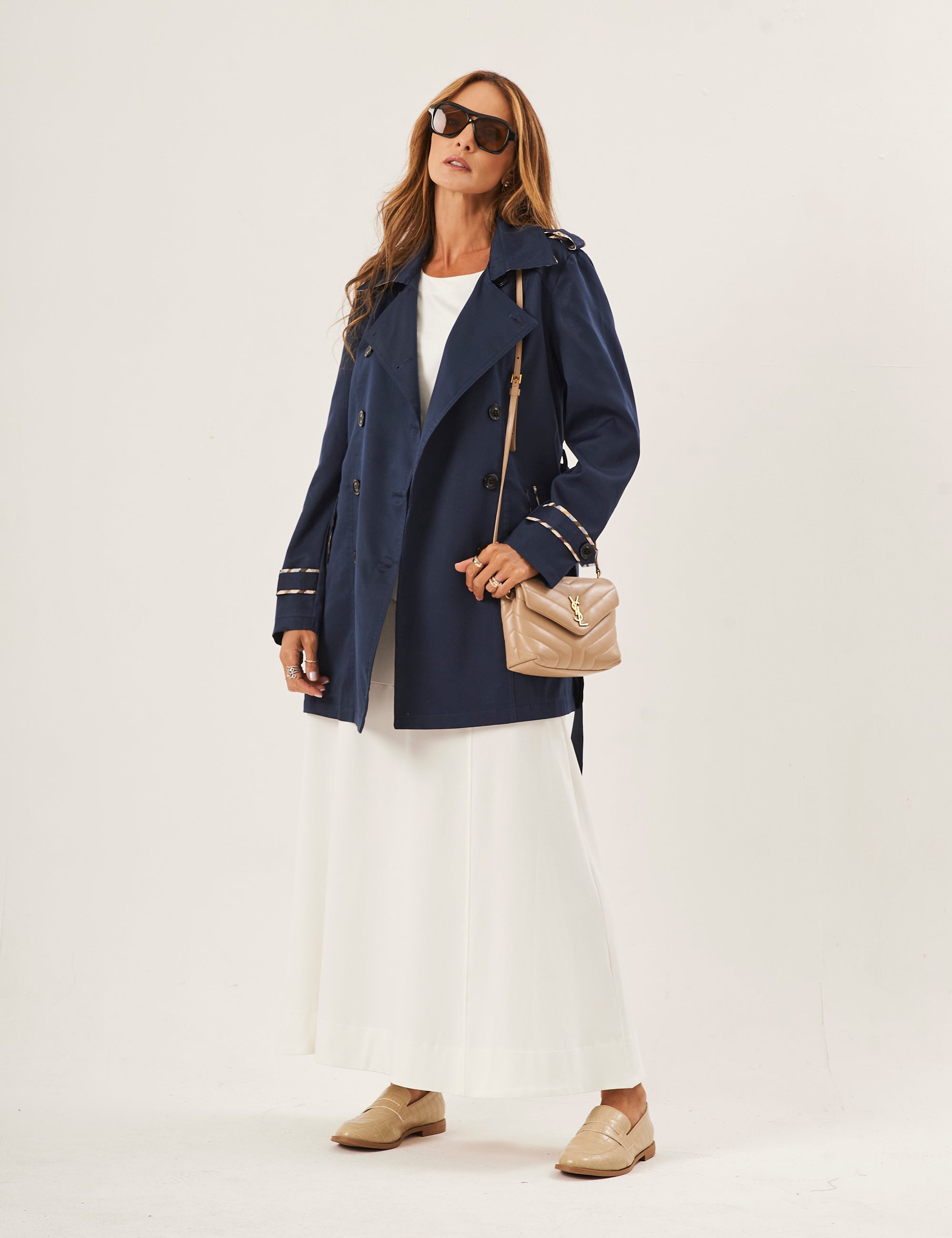 Jaqueta Trench Coat Azul Marinho