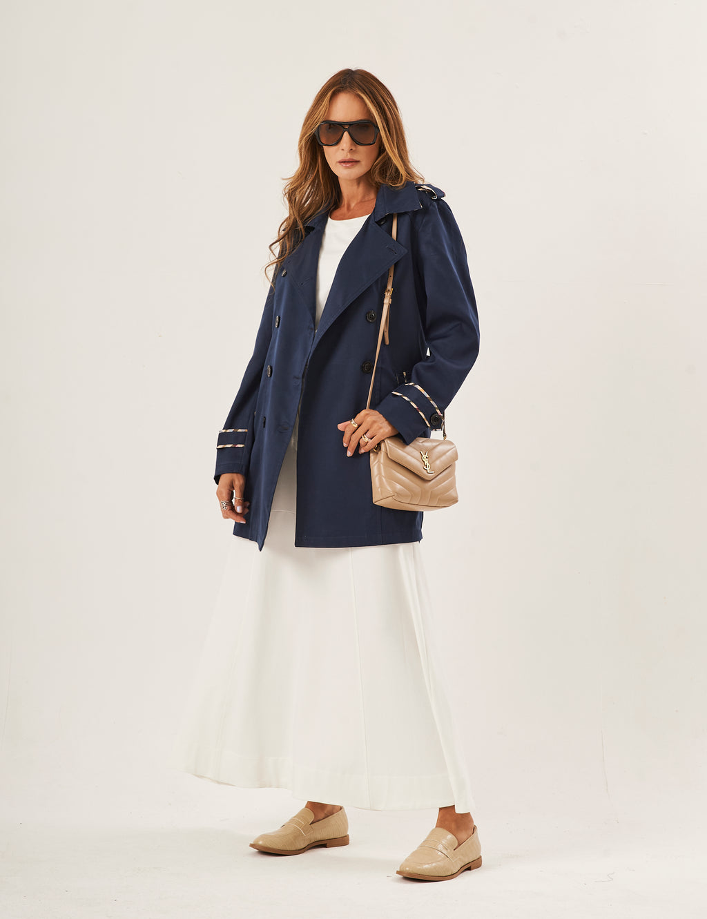Jaqueta Trench Coat Azul Marinho