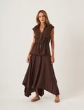 Conjunto Colete Havanna Marrom e Saia Eloa Marrom