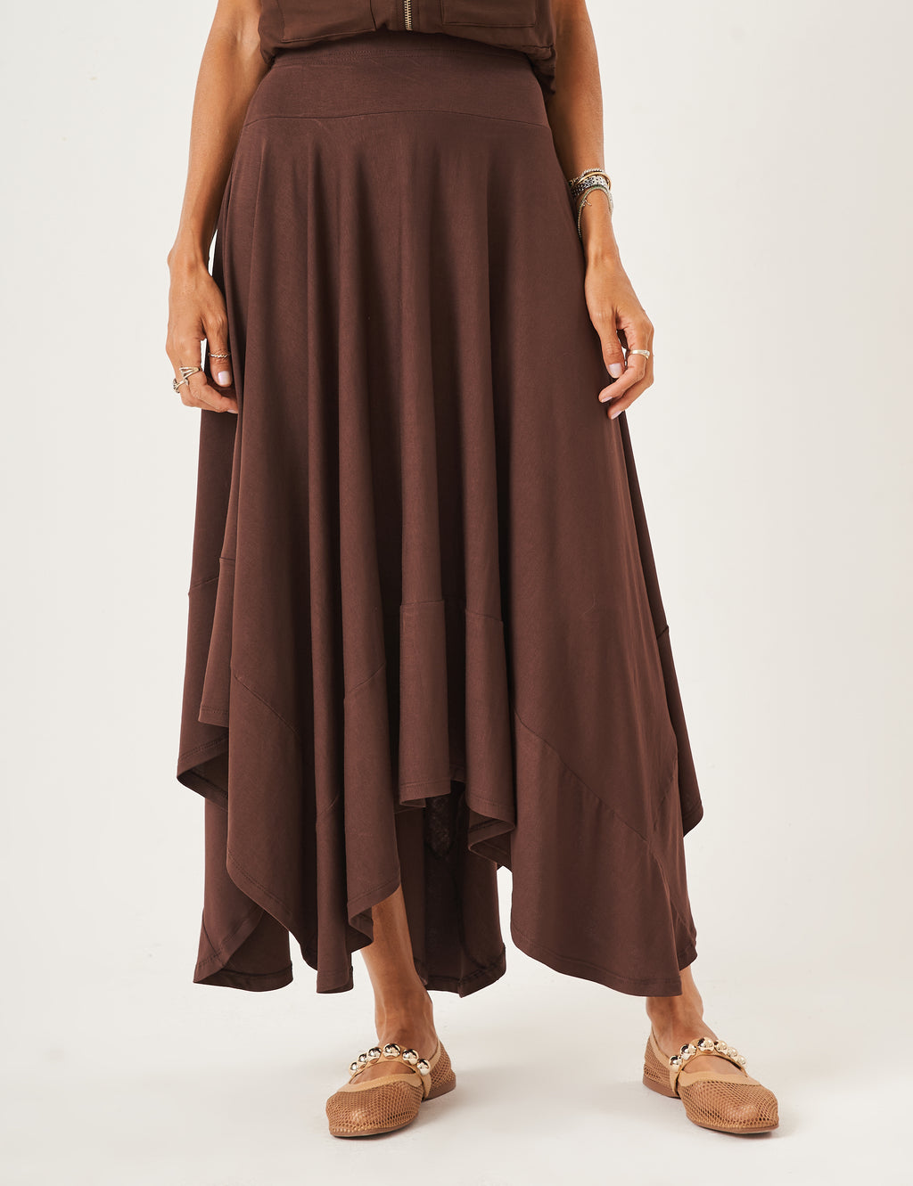 Conjunto Colete Havanna Marrom e Saia Eloa Marrom