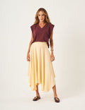 Conjunto Blusa Alessia Malbec e Saia Eloa Amarelo Manteiga