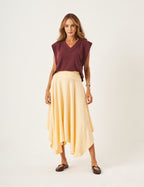 Conjunto Blusa Alessia Malbec e Saia Eloa Amarelo Manteiga