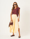 Conjunto Blusa Alessia Malbec e Saia Eloa Amarelo Manteiga