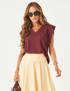 Conjunto Blusa Alessia Malbec e Saia Eloa Amarelo Manteiga