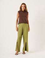 Conjunto Blusa Ayla Marrom e Calça Florence Verde Olivia