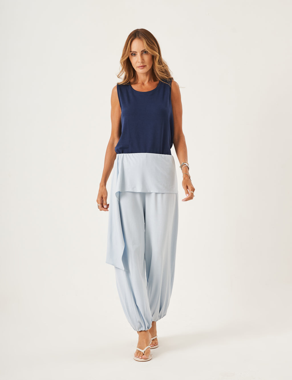 Conjunto Regata Ayla Azul Marinho e Calça Serena Azul Céu