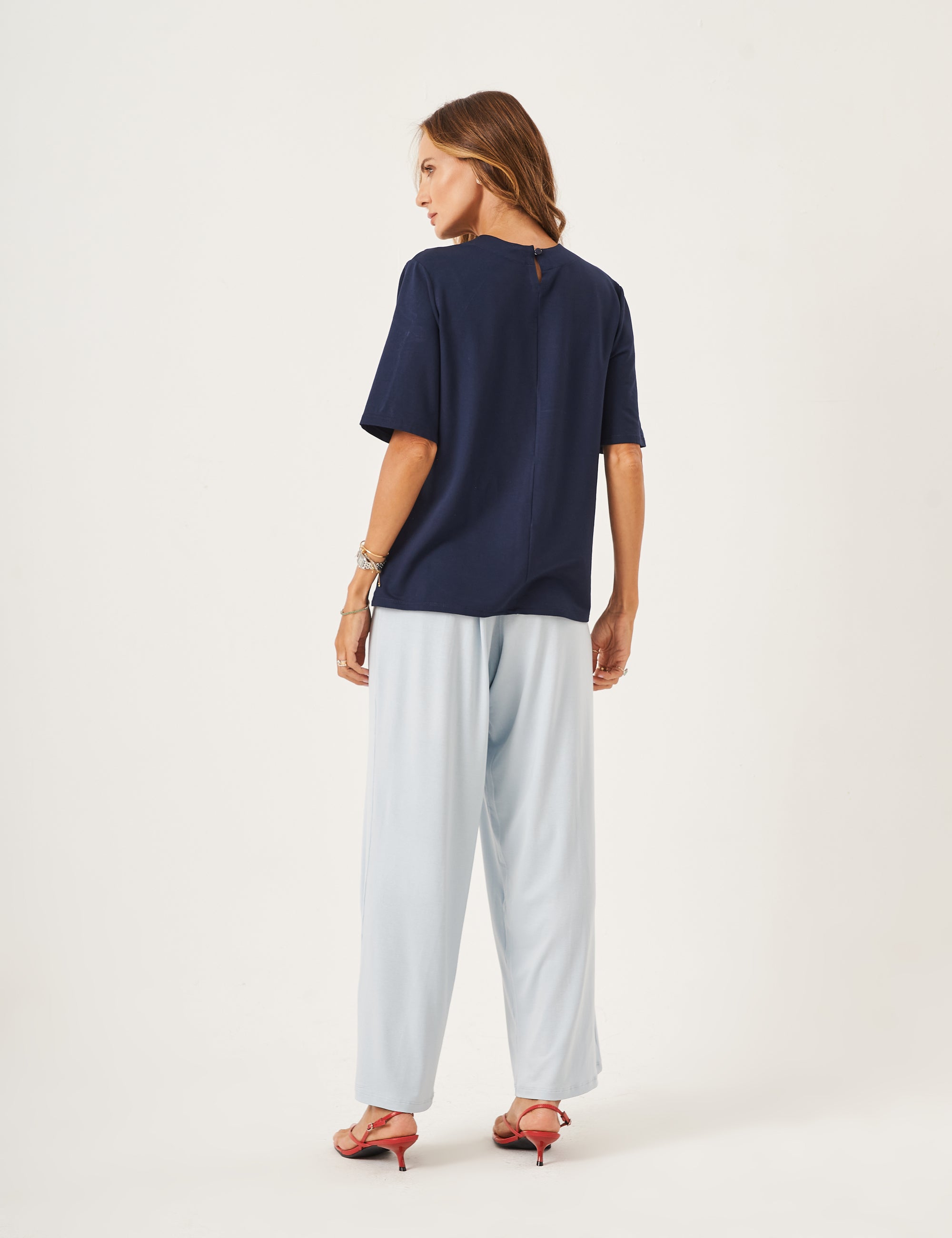 Conjunto Blusa Cora Azul Marinho e Calça Florence Azul Céu