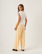 Conjunto Blusa Alessia Off White e Calça Eva Amarelo Manteiga