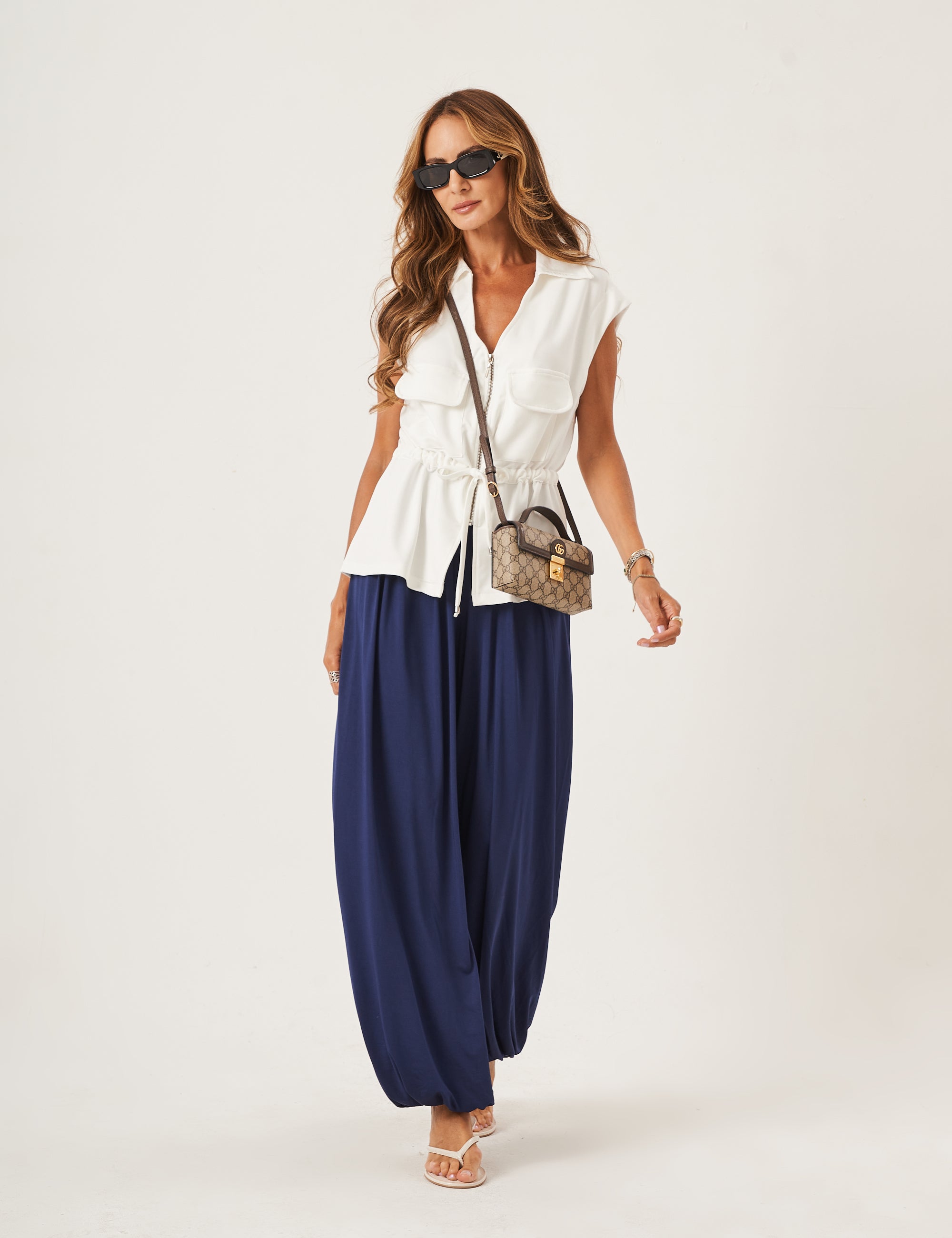 Conjunto Colete Havanna Off White e Calça Aladin Marinho