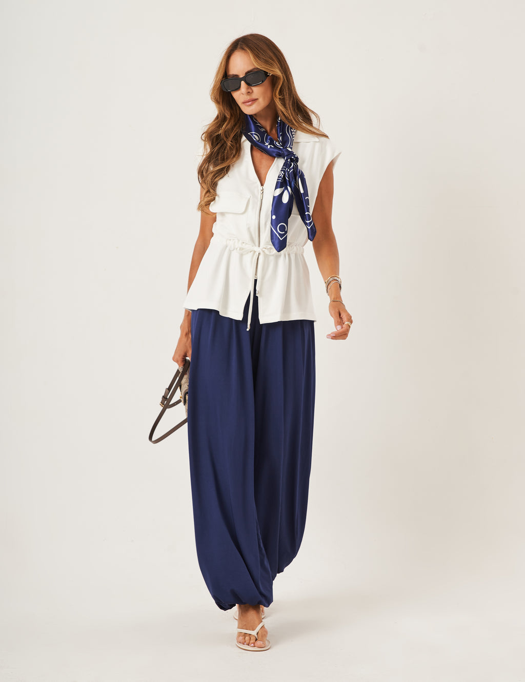 Conjunto Colete Havanna Off White e Calça Aladin Marinho
