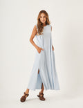 Vestido Longo Clara Azul Ceu