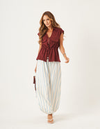 Conjunto Colete Havanna Malbec e Calça Aladin Listras Azul Bebê