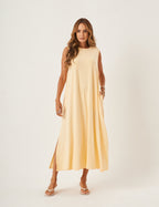 Vestido Longo Clara Amarelo Manteiga