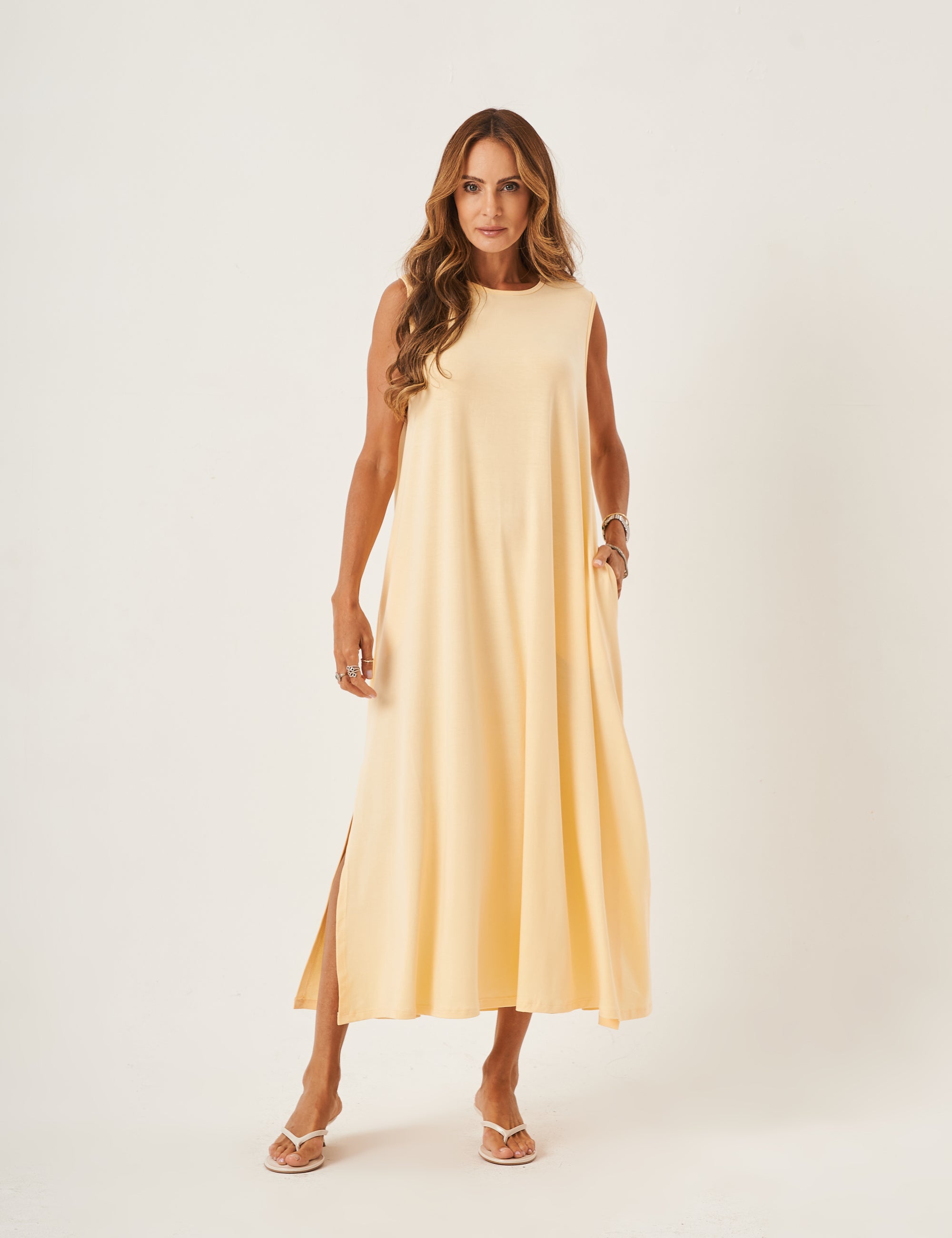 Vestido Longo Clara Amarelo Manteiga