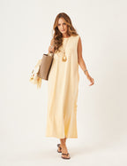 Vestido Longo Clara Amarelo Manteiga